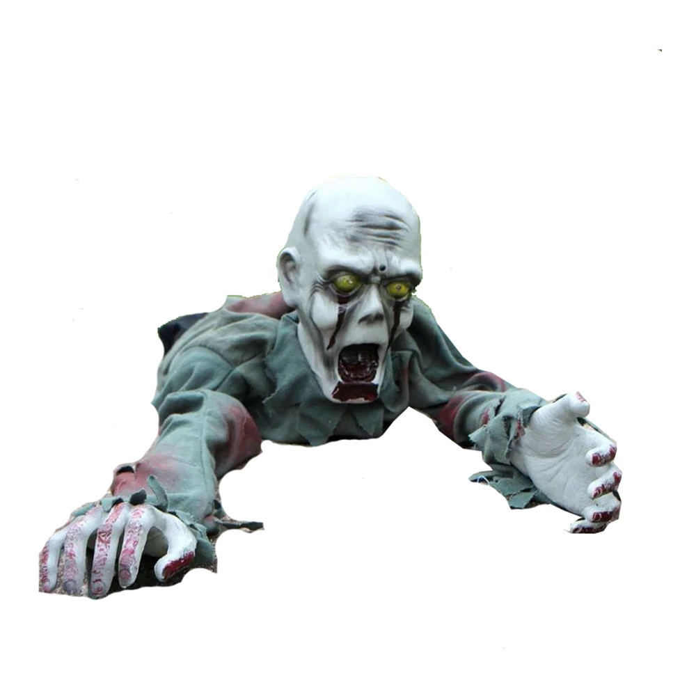Анимированный ползающий Zombie 12 дюймов x 43 дюйма с красными глазами страшный звук и