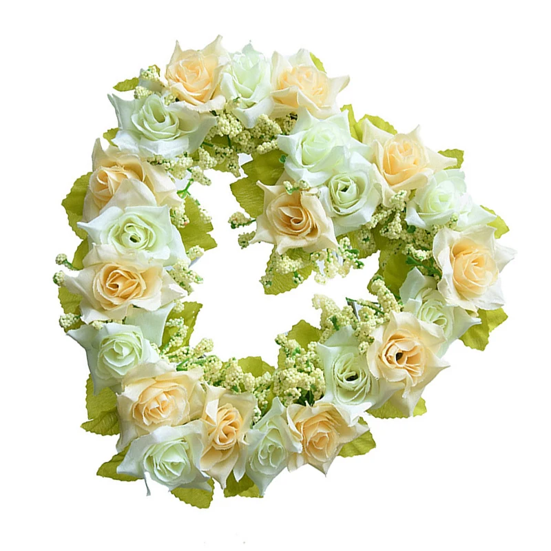 UESH-искусственный венок в форме сердца украшение двери Висячие венки с шелковой