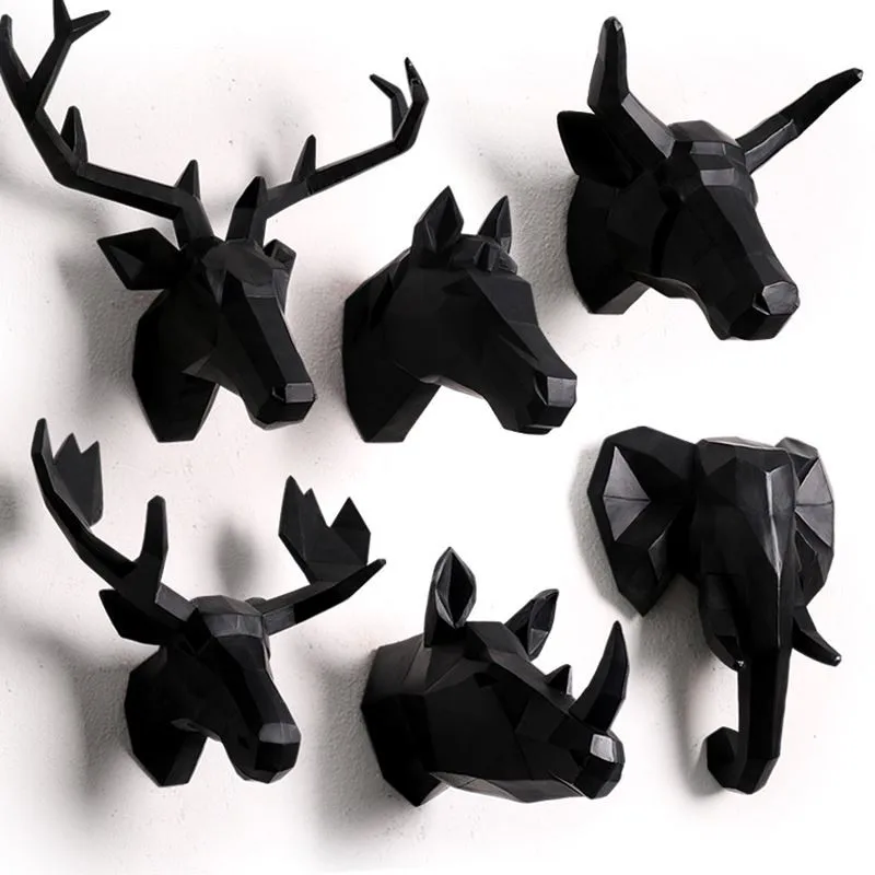 

Home Decoration Accessories Furnishing Resin Animal Rhinoceros Head Hanging Pendant Bar Mural Deer Living Room Wall R16