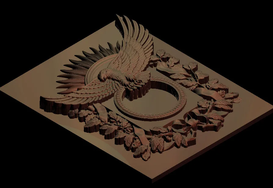 3d модель Орел с рельефом цветов для маршрутизатора ЧПУ гравировка Artcam Aspire type 3 STL