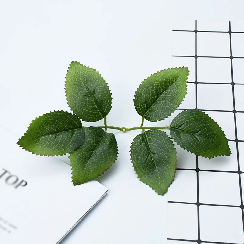 green leaf 10 шт., искусственные листья розы, Шелковый Зеленый лист, рождественские украшения для дома, цветы, имитация венков, растения, свадебные аксессуары, распродажа - Цвет: green leaf