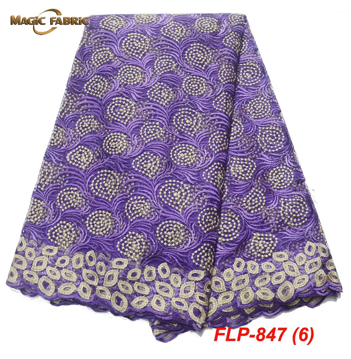 2019 Последняя вышитая нигерийская кружевная ткань Тюль Кружевная ткань африканская белая для свадебного платья FLP-847.