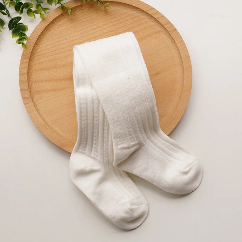 Зимние детские колготки для девочек вязаные маленьких теплые однотонные