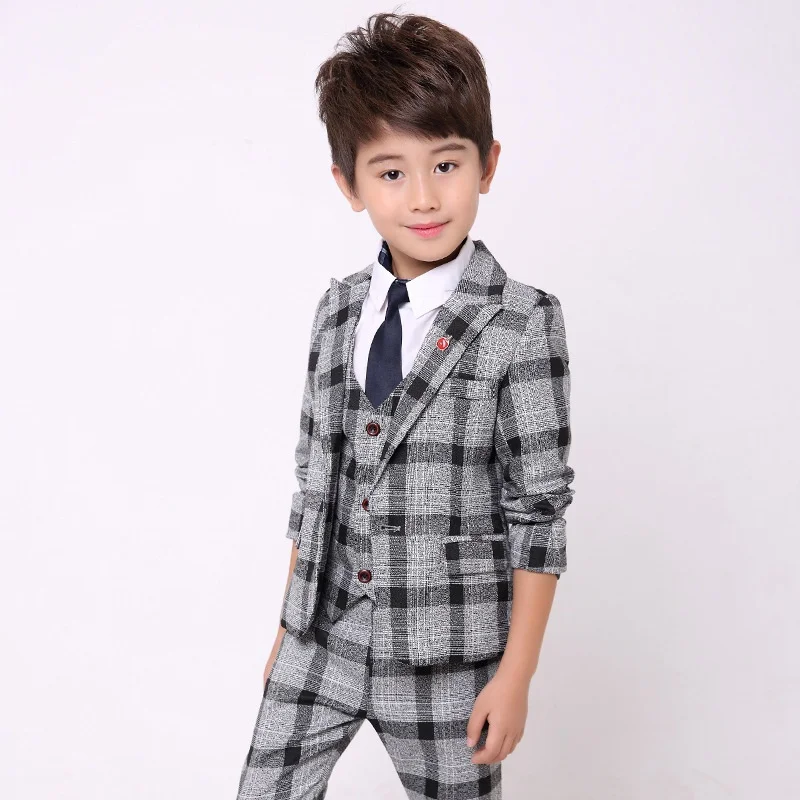 3 шт. клетчатый блейзер для мальчиков с жилетом|boys plaid blazer|boys suitboy blazer suit |