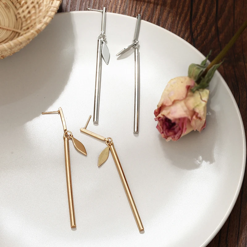 Новый Модный золотой серебряный цвет Длинные серьги подвеска 2019 простой