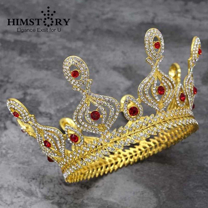HIMSTORY великолепные красно белые кристаллы для свадьбы полный Quinceanera Тиара короны