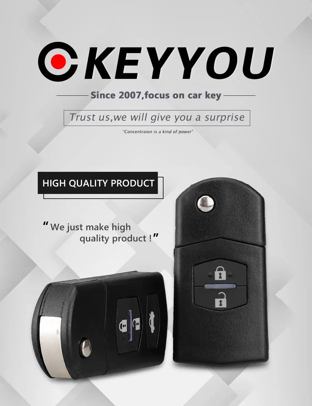KEYYOU 2 кнопки дистанционного брелока оболочки чехол складной Флип с невырезанным лезвием для Mazda 3 5 6