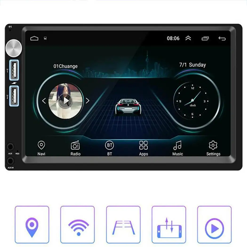 Gps Bluetooth Автомобильный MP5 плеер 2 Din Android 8 1 7 &quotсенсорный экран двойной USB fm радио