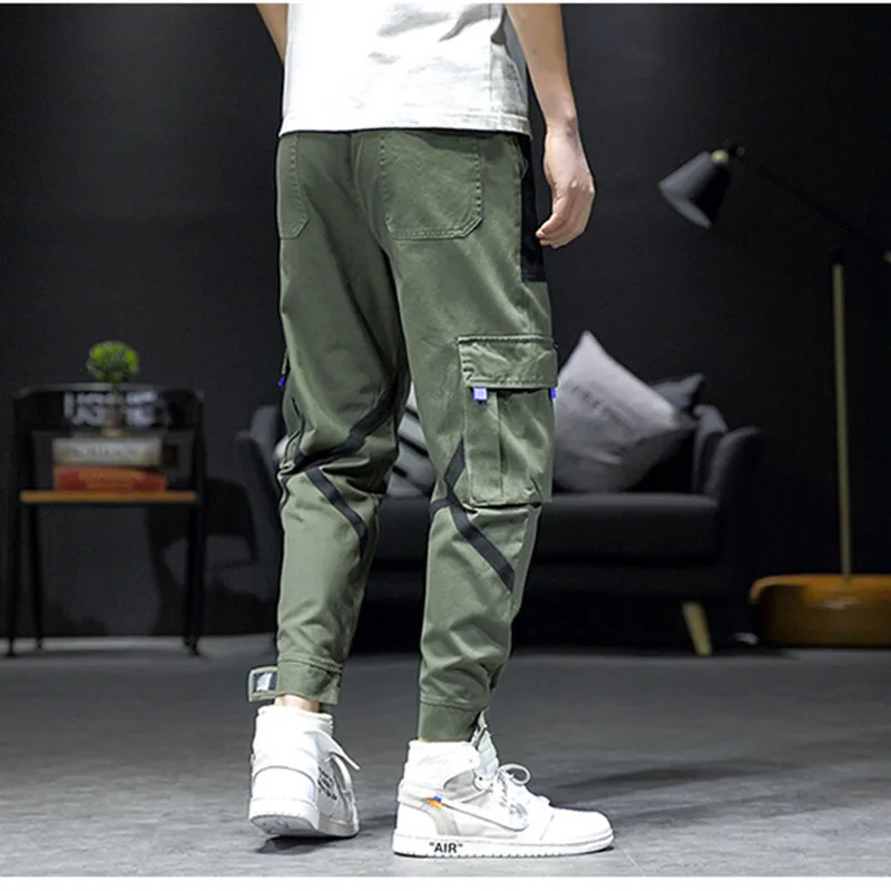 Мужские боковые накладные карманы лоскутные брюки 2019 хип хоп повседневные