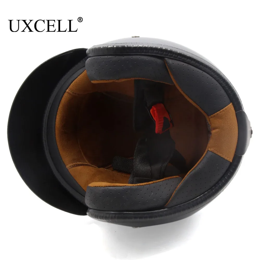 UXCELL 3/4 мотоциклетный шлем с открытым лицом и узором из углеродного волокна со съемным козырьком для вождения двигателя, защита головы водителя
