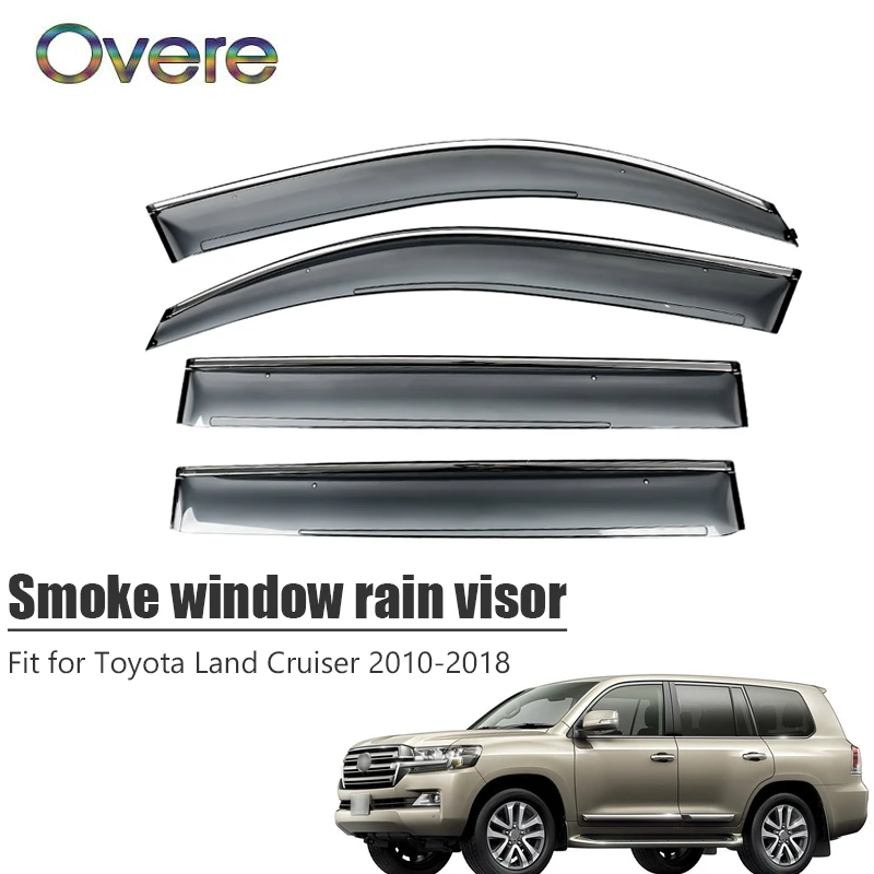 Overe 4 шт/1 комплект Дымовое окно дождевой козырек для Toyota Land Cruiser 2010 2018 Стайлинг ABS