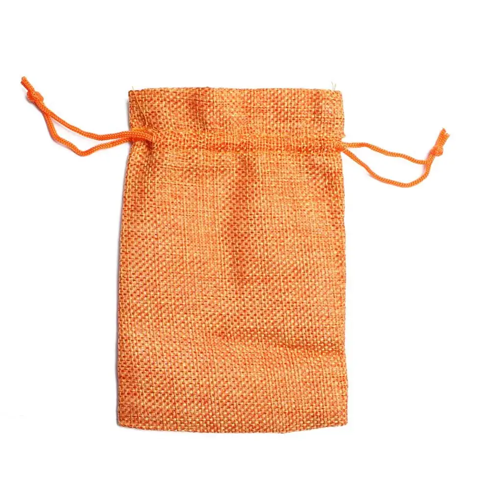 orange 10*14 см мини Мешковина джутовый шнурок Подарочные Мешочки для ювелирных изделий сумки для свадебных сувениров Рождество 10 шт./лот - Цвет: orange