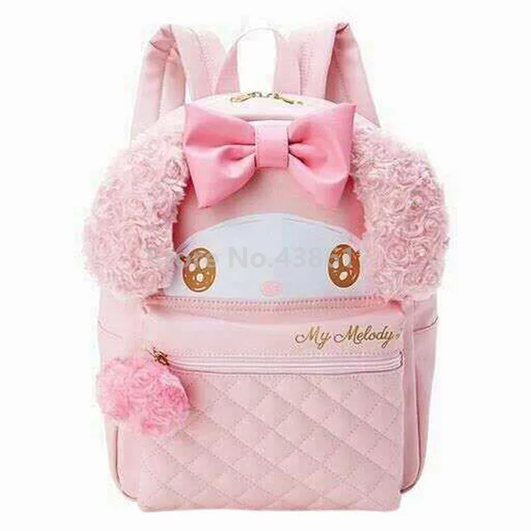 Pink С рисунком Милого Розового цвета с рисунками из мультфильма «My Melody» белого цвета с изображением котенка, одежда для девочек, из кожи ПУ, на подкладке из искусственного меха, школьная Детская сумка-рюкзак школьные сумки для детей Для женщин - Цвет: Pink