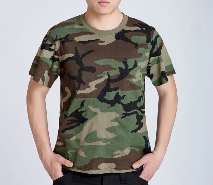 Мужская камуфляжная футболка мужская хлопковая армейская тактическая Боевая