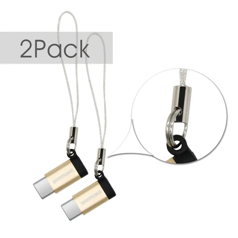 Золотой 2 шт. USB 2,0 адаптер 2-Pack type-C к Micro USB адаптер конвертер для Xiaomi 4C 5 Galaxy 7 huawei P9 P10 Makbook Nokia N1 - Цвет: Золотой