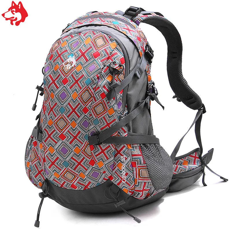 Рюкзак Yiwu 32L для спорта и походов оранжевый/черный/темно зеленый тактический