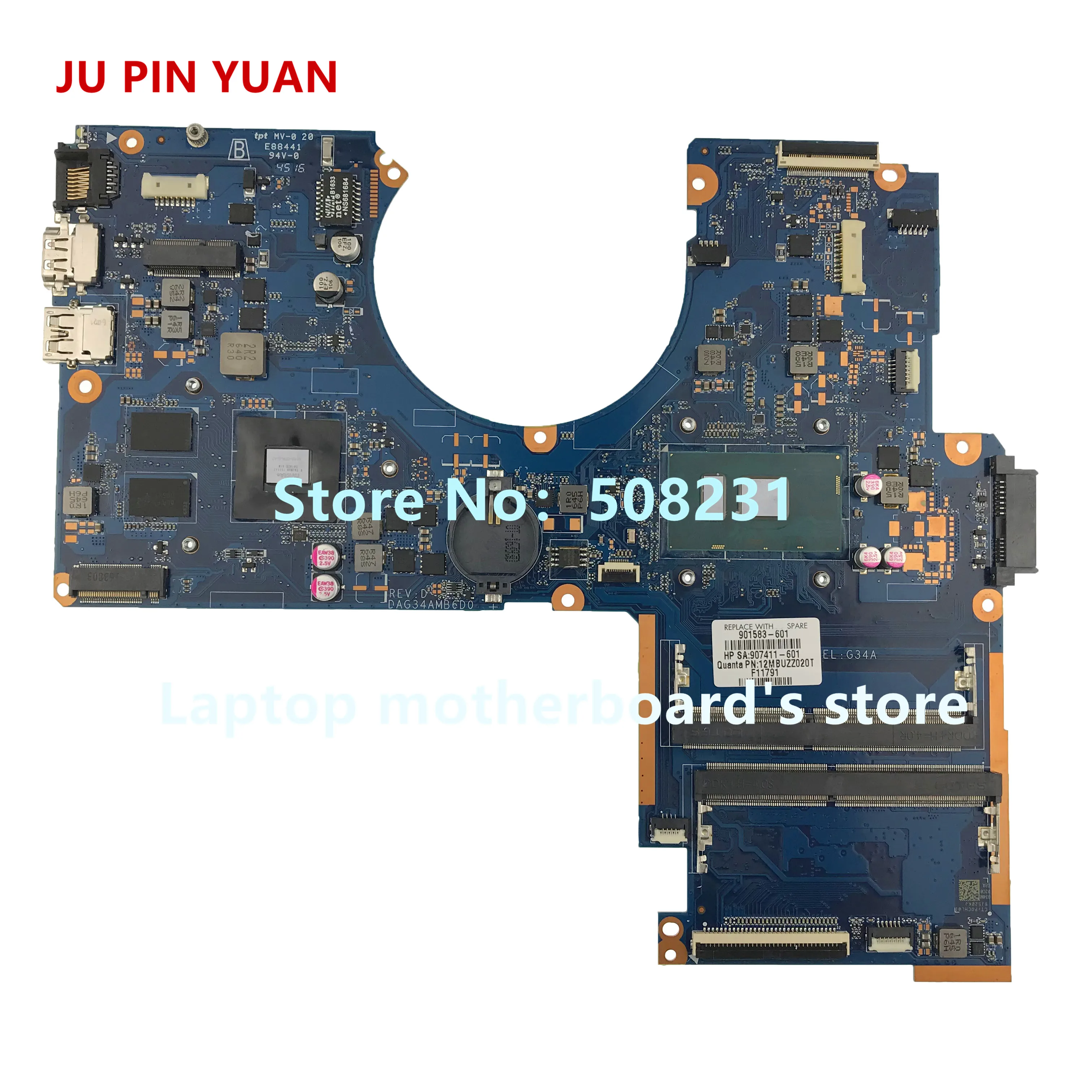 JU PIN Юань 601-903241 448.08J04.0011 для hp Pavilion x360 Кабриолет 13-u Материнская плата ноутбука PentN3710 полностью протестирована