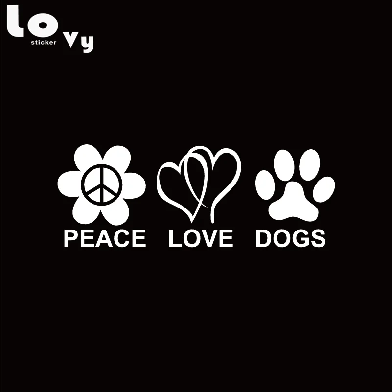 Peace Love Dogs Viny Wall Sticker Creative Cartoon Animal Vinyl Decal for Bedroom Home Decor | Дом и сад