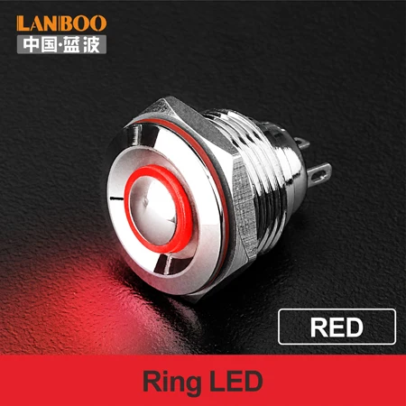 Red LED Ring 16 мм Ультра короткий кнопочный переключатель небольшой фиксация мгновенный зеленый 12 В для макетной платы - Цвет: Red LED Ring