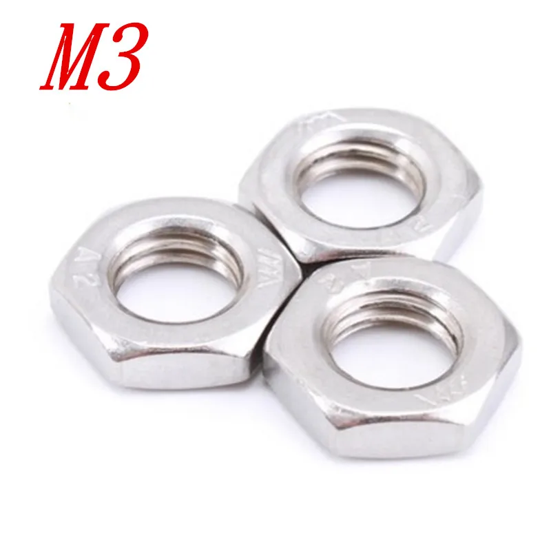 

500pcs M3 DIN439 304 Stainless Steel Hexagonal Nut Thin Hex Nuts