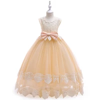 girls bow dress fancy flower long prom gowns teenagers dresses for kids clothes children formal bridesmaid wedding party dress
