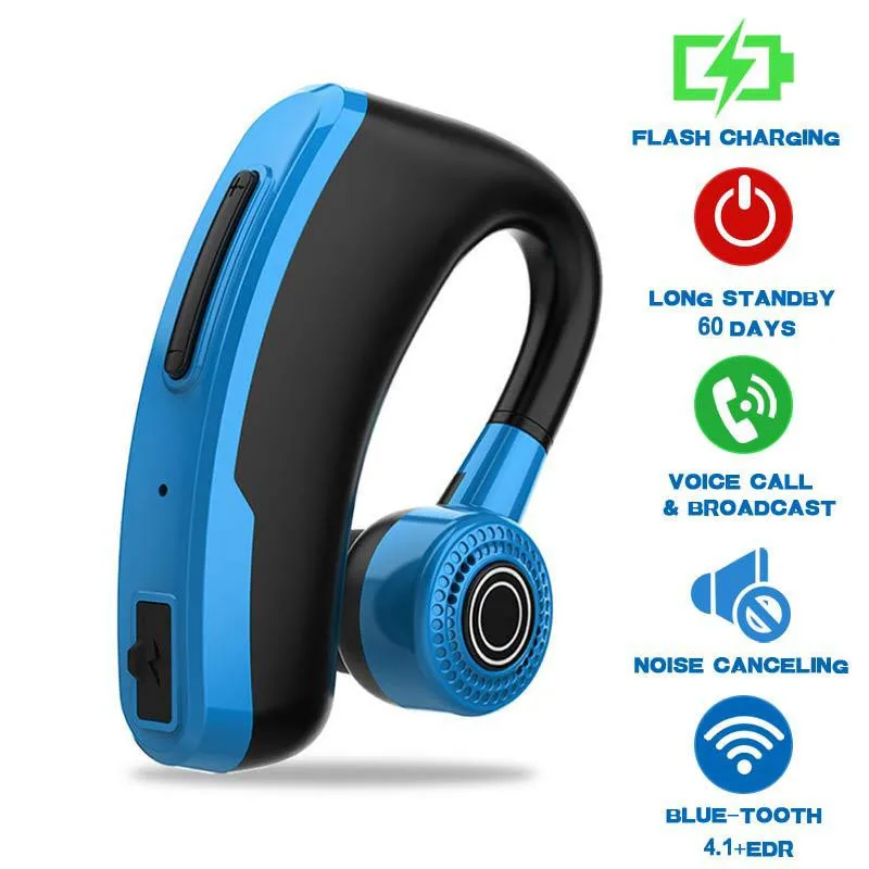 Новинка V9 беспроводные bluetooth-наушники с громкой связью, с управлением шумом, Бизнес Беспроводная bluetooth-гарнитура с микрофоном для спорта и вождения - Цвет: New Blue