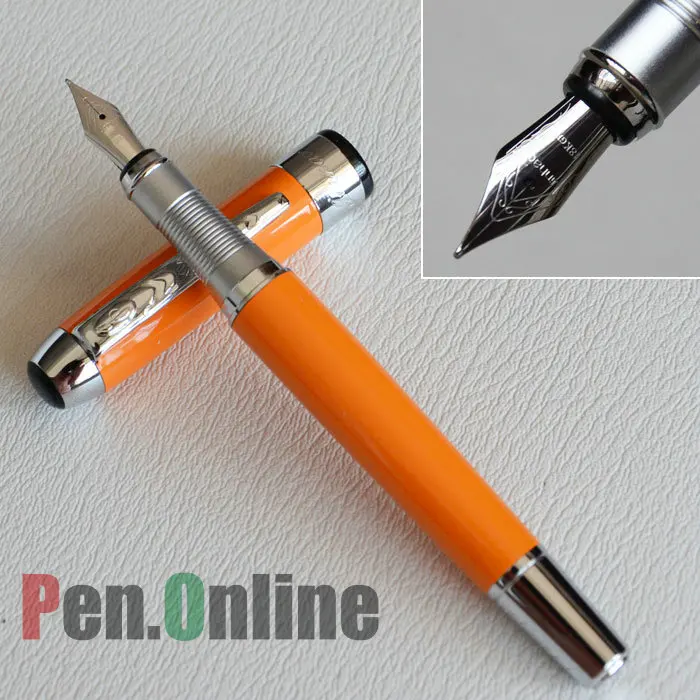 Перьевая ручка JINHAO 250 яркий оранжевый 18KGP Средний наконечник и Серебряная отделка