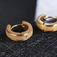 korean version fashion gold silver face slim stainless steel material scrub stud earrings for 2019 women trendy new jewelry