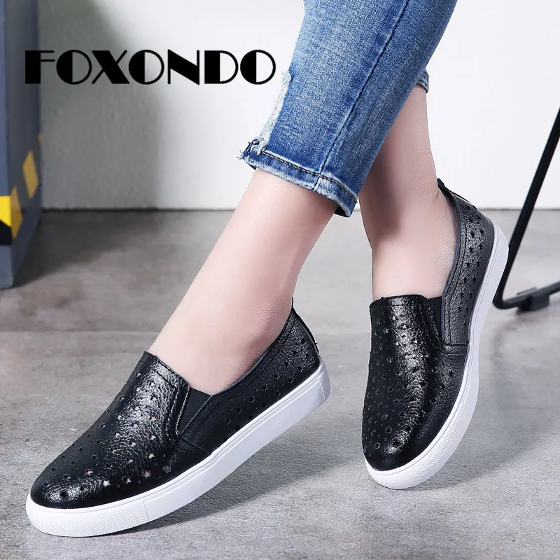 FOXONDO/2019 г. летние женские кроссовки на плоской подошве балетки лоферы без