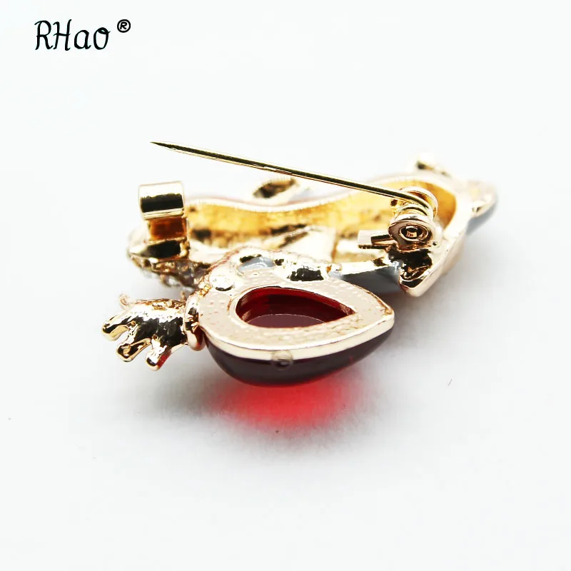 RHao Cute Crystal Rabbit with Carrot Brooch pins 6 colors choose White Enamel animal Brooches for Women Kids collar | Украшения и