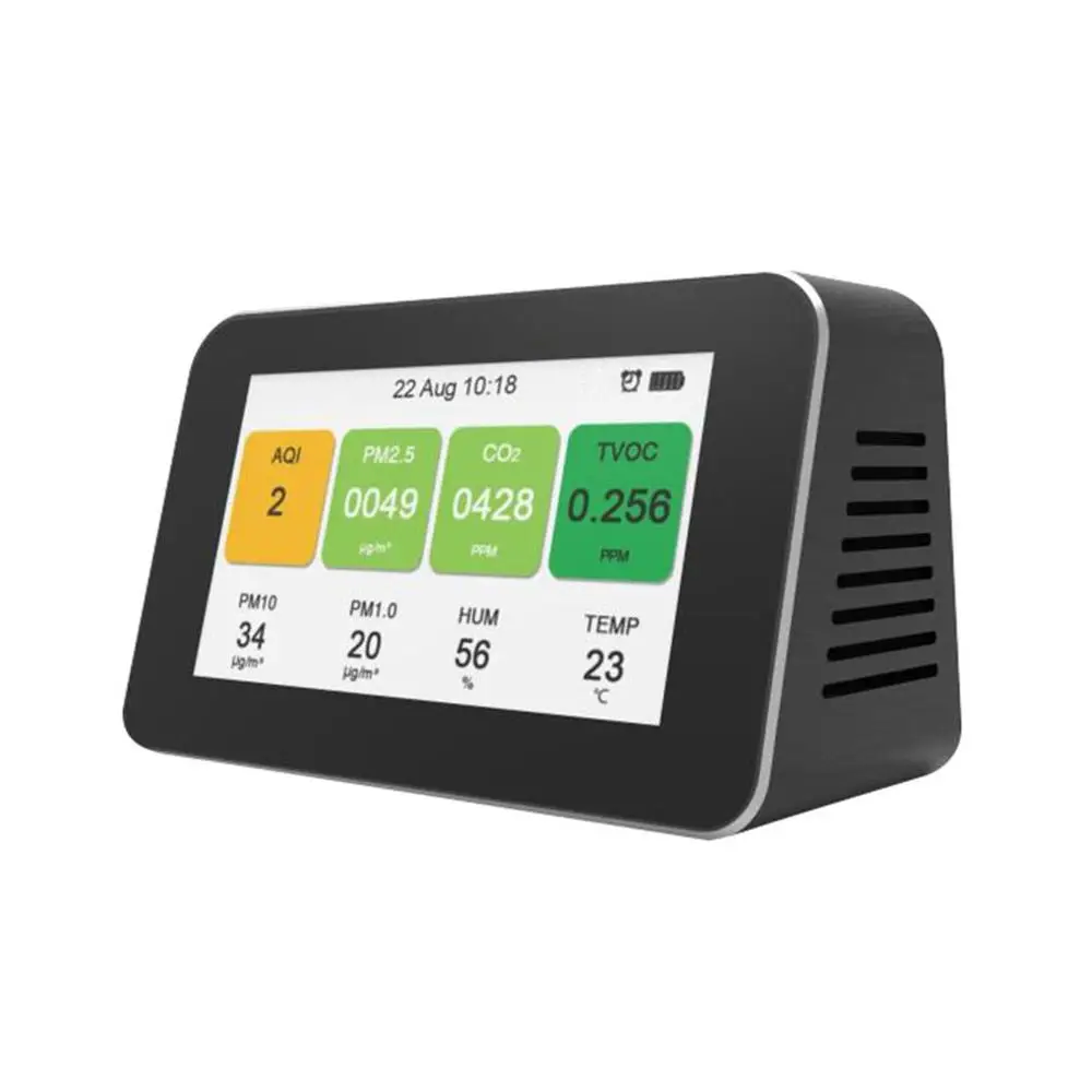 PM2.5/PM10/PM1.0/TVOC/CO2 тестер качества воздуха AQI анализатор температуры и влажности