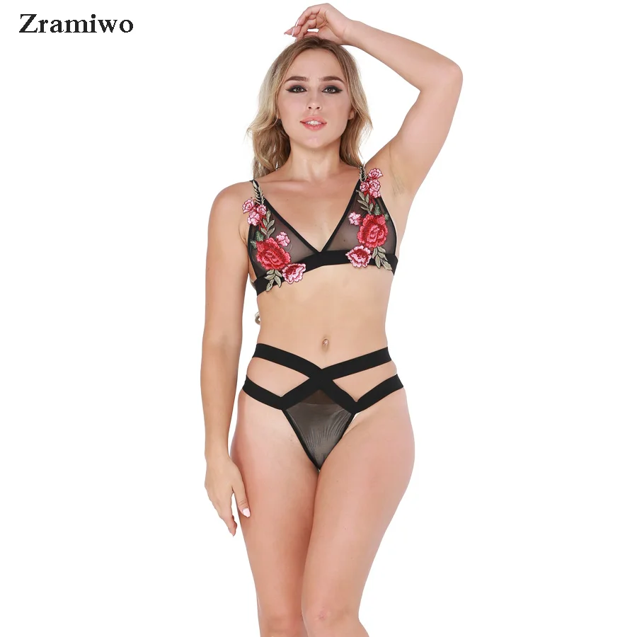 Комплект женского нижнего белья с цветочным принтом без подкладки|underwear set|sexy