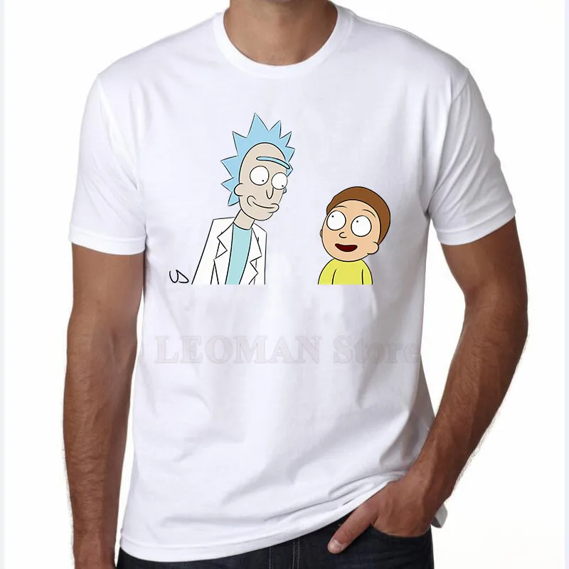 Leoman Новинка 2017 года поступления Смешные Повседневное футболки Рик Morty Футболка с