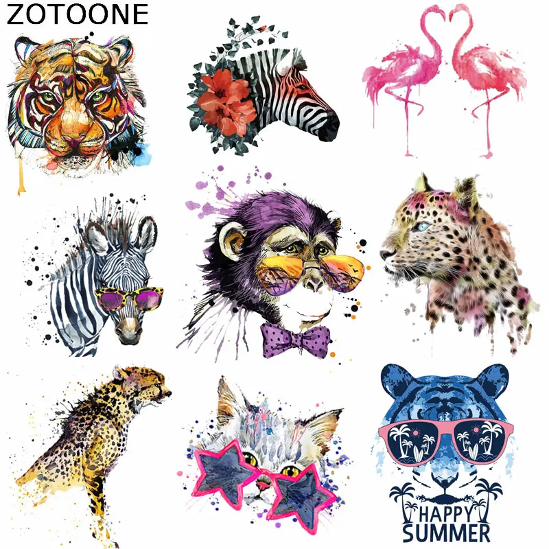 ZOTOONE красивые акварельные модные нашивки с животными утюгом для одежды значки