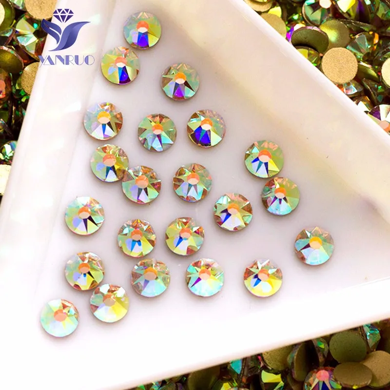 Yanruo 2088 NoHF 16 Cut Crystal AB SS16 SS20 SS30 Стразы, не горячая фиксация круглые плоские снизу стразы камни для украшения одежды