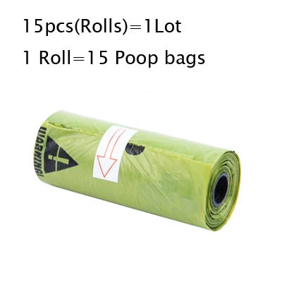 15 Rolls 15 шт.(рулон)/партия зеленый мешок для домашних животных, мешок для уборки мусора, мешок для уборки, мешок для уборки собачек, экологичный материал - Цвет: 15 Rolls