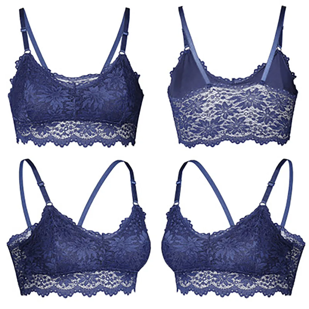 Для женщин топы с бюстгальтером без косточек пикантные однотонные Bra Top Однотонный жилет кружевные бесшовные дышащее с эффектом push-up комплект нижнего белья Комплект koronkowy топик кружевной# E