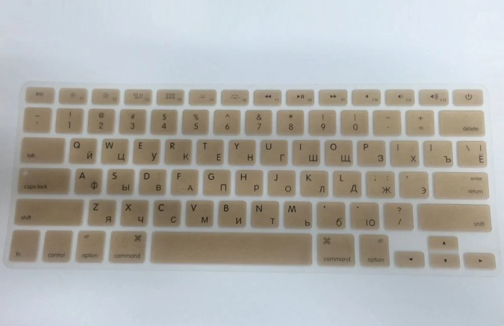 Gold Акция, чехол-клавиатура с русскими буквами для Macbook Air Pro retina 13 15, силиконовый чехол для компьютера, русский протектор для iMac - Цвет: Gold