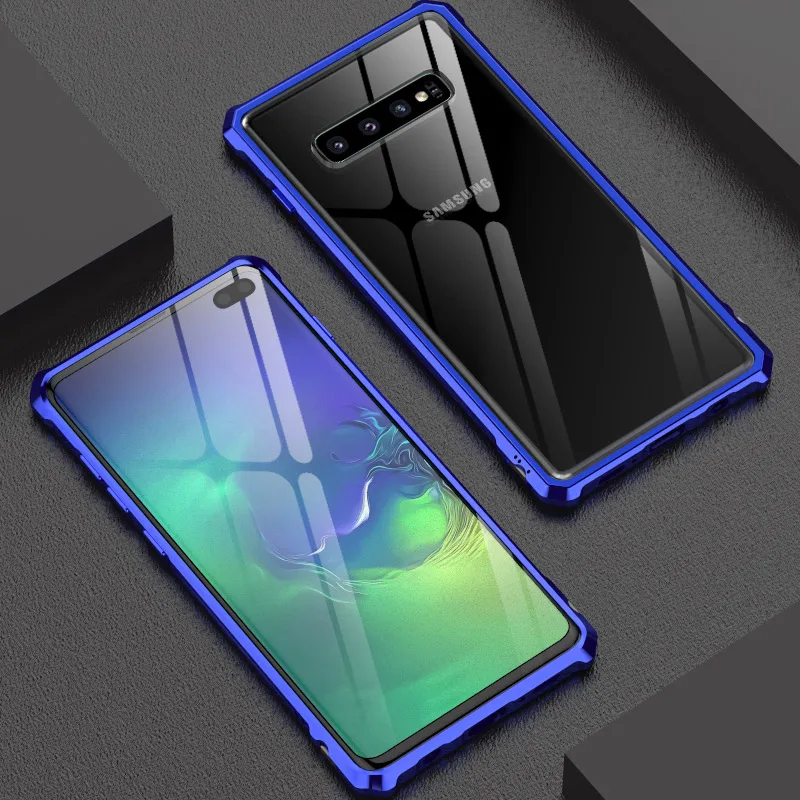 Роскошный металлический защитный чехол-бампер для samsung S10 Plus, чехол, прозрачная стеклянная задняя крышка для samsung Galaxy S10Plus, чехол S 10 e