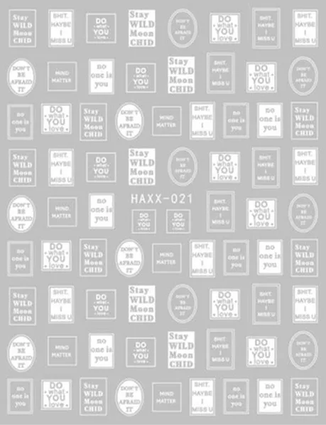 HAXX-21 WHITE Новейший 3d стикер для дизайна ногтей HAXX-20-21-22 шаблон для ногтей Переводные картинки инструмент DIY Инструменты для украшения ногтей - Цвет: HAXX-21 WHITE