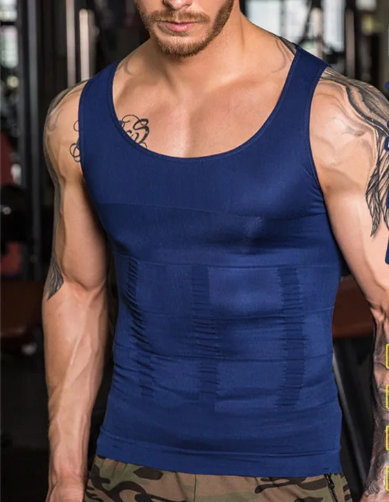 blue tanks Корректирующее белье для мужчин, футболка для формирования тела, коррекция талии, триммер для живота, талия, тренеры для похудения, жир, корсет, редукционная полоска Hombre - Цвет: blue tanks