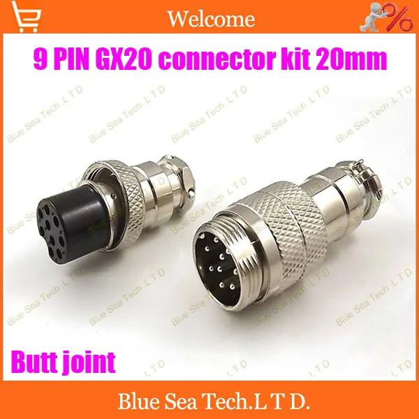 Комплект 9 контактных 20 мм штекерных и гнездовых Стыковых Соединителей гнездо GX20