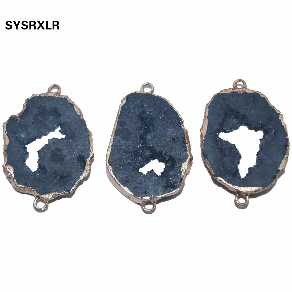 Оптовая продажа натуральный нерегулярные черный кристалл Друза Geode камень кулон