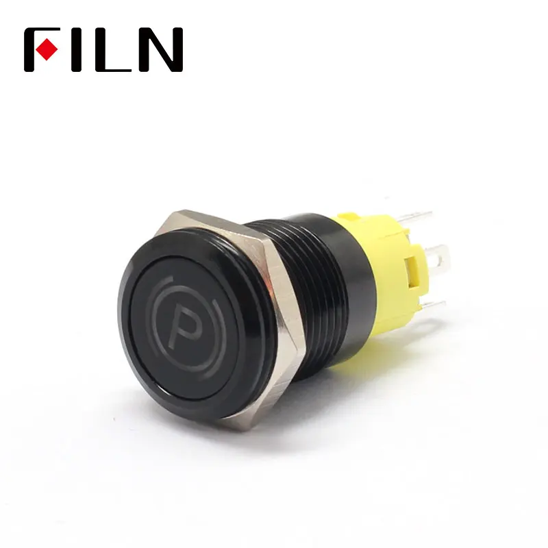 16 мм 12 В LED черный металлический кнопочный переключатель приборной панели