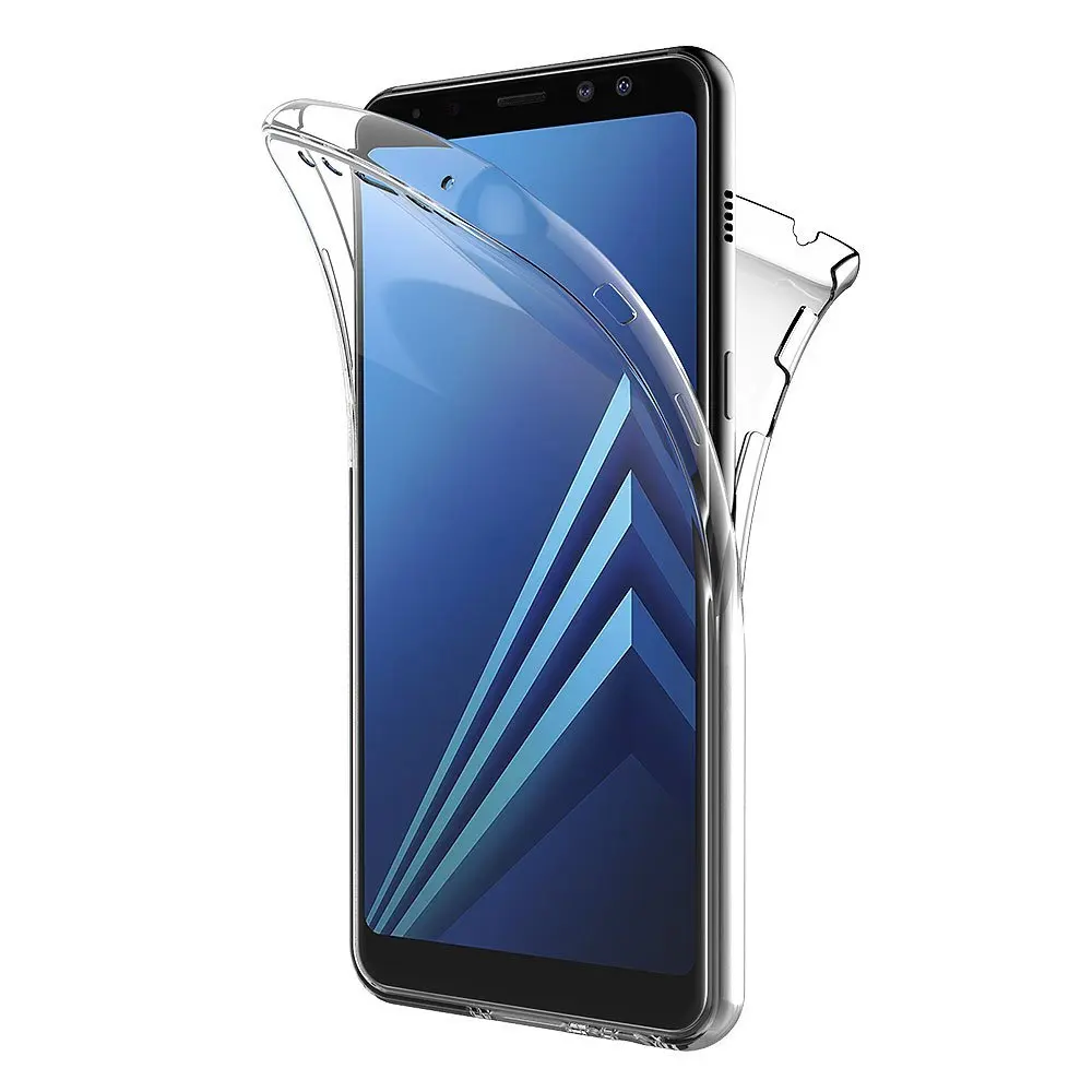 New Case 360 Degree Full Cover Soft Luxury Transparent Silicone for Samsung A8 2018 Plus |