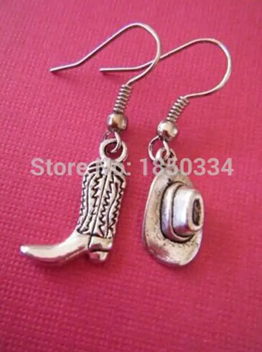 Быстрая доставка ковбойские ботинки серьги в форме ковбойской шляпы