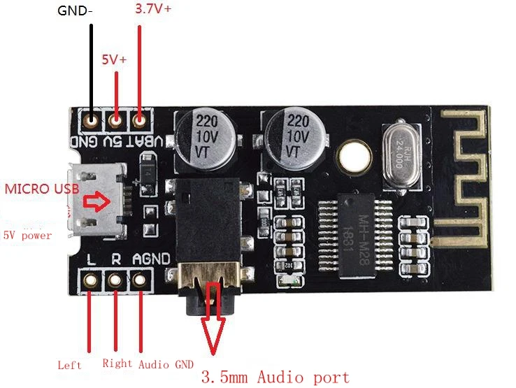 MH-MX8 Беспроводной Bluetooth MP3 аудио плата приемника BLT 4,2 mp3 декодер не допускающий потерь комплект M18 M28 M38