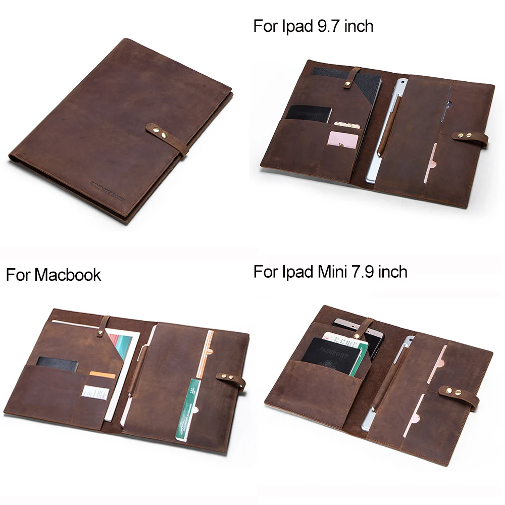 2019 новый дизайн crazy horse кошелек из бычьей кожи сумка для Ipad и Macbook с паспортом