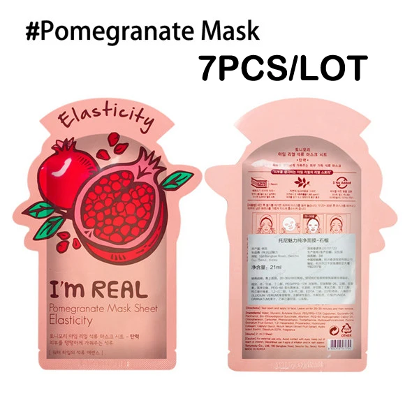 7 шт./лот, маска для лица I'm REAL Tony moly, увлажняющая, против старения, сужает поры, Корейская маска для лица, косметика - Цвет: Pomegranate