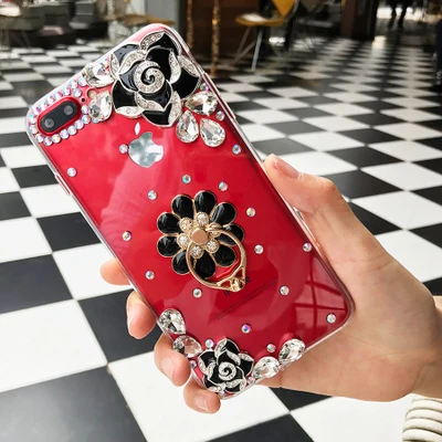 Beautiful Shiny Jewelled Stand Phone Holder Cover Clear Case For LG G7 G6 G8 Q7 Q6 V20 V30 V30S V40 V50 Stylo 4 Cases |